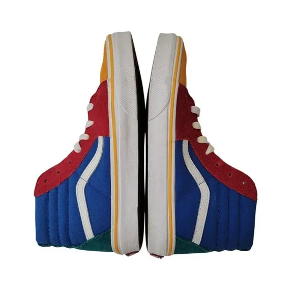 Vans Sk8-Hi PRIMARY BLOCK Color Suede & Canvas High Top Sneakers Kids Sz 4.5 - Picture 5 of 8